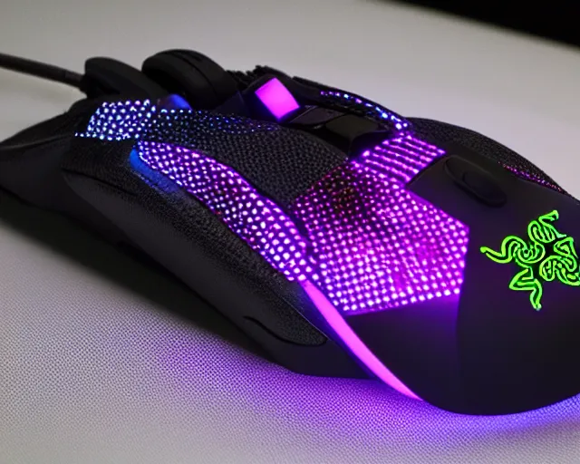 Image similar to razer swan with gaming leds in feathers