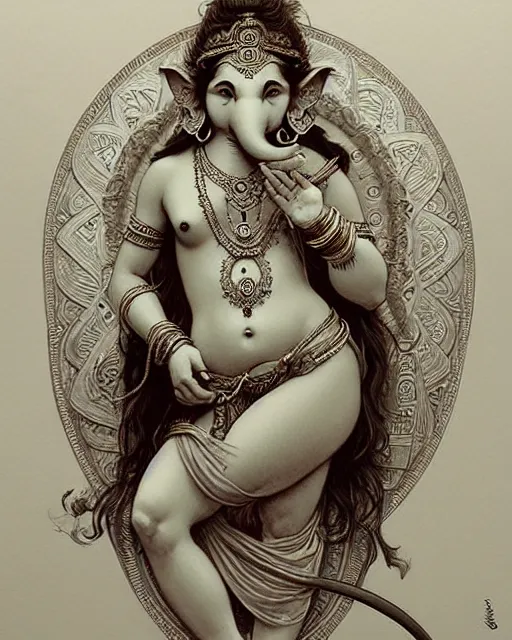 Image similar to amazing lifelike award winning pencil illustration of young ganesha cotton trending on art station artgerm Greg rutkowski alphonse mucha cinematic