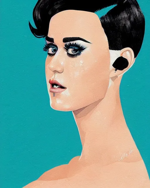 Prompt: portrait of katy perry by conrad roset