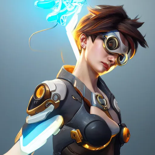 ultra realistic illustration of tracer overwatch