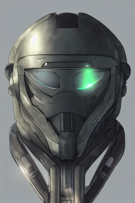 Image similar to robot ninja mask helmet halo master chief radiating a glowing aura global illumination ray tracing hdr fanart arstation by ian pesty and katarzyna da „ bek - chmiel