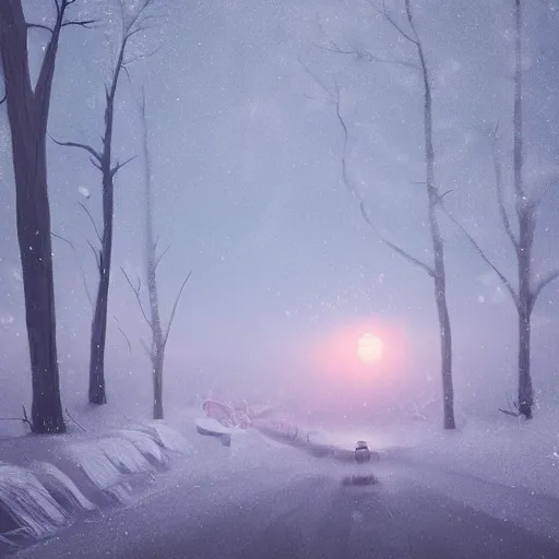 Image similar to a surreal winter landscape by by alena aenami and beeple