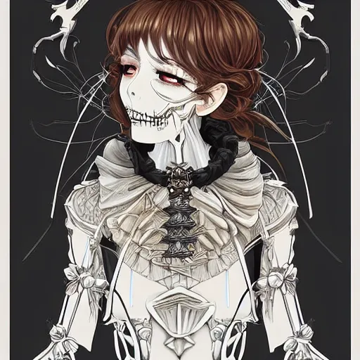 Image similar to anime manga skull portrait young woman bride skeleton, intricate, elegant, highly detailed, digital art, ffffound, art by JC Leyendecker and sachin teng