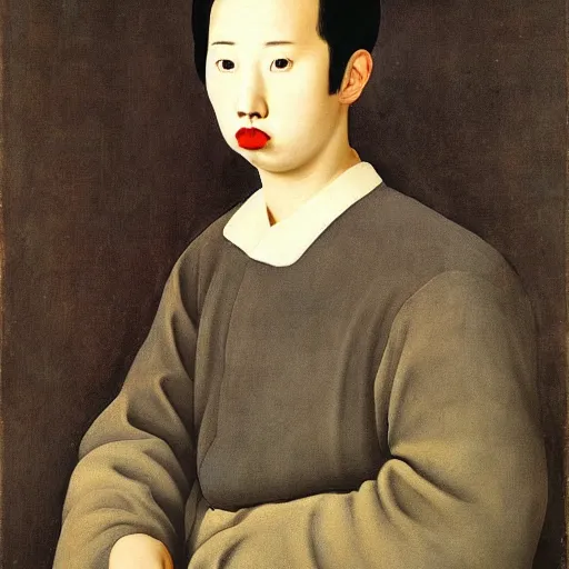 Prompt: a portrait of the youtuber rice gum painted by caravaggio,