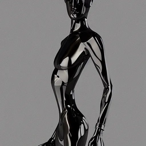 Image similar to 3 d render melted humanoid, sculpture, chrometype, liquid metal, neotribal, raytraced, volumetric lightning, 8 k by wlop, innate studio h - 1 0 0 0 w - 1 0 0 0