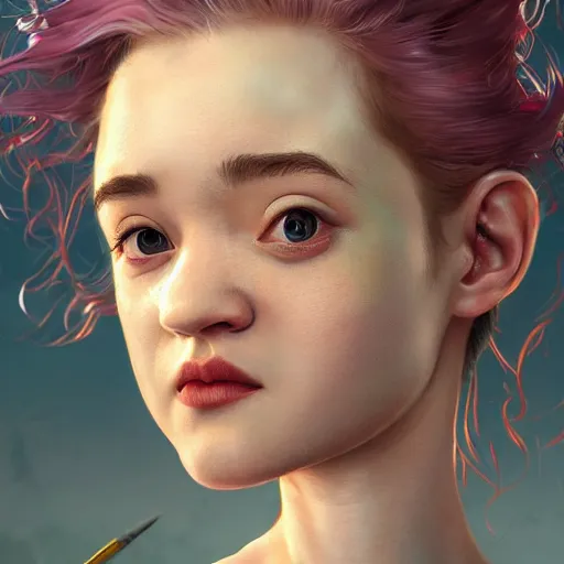 Image similar to julia garner starring as delirium of the endless, made by stanley artgerm lau, wlop, rossdraws, artstation, cgsociety, concept art, cgsociety, octane render, trending on artstation, artstationhd, artstationhq, unreal engine, 4 k, 8 k