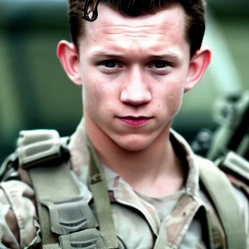 Prompt: Tom Holland starring in Saving Private Ryan