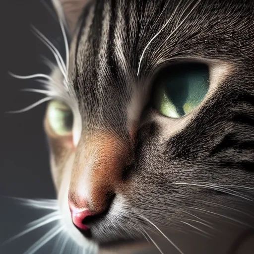 Image similar to a high detail photograph of a cat, high detail cinematic lighting, 8k, establishing shot, photorealism, cgcosiety, trending on artstation, by greg rutkowski