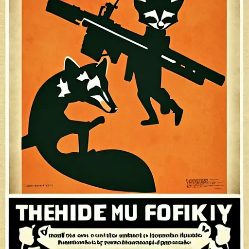 Image similar to modern military foxes, propaganda poster