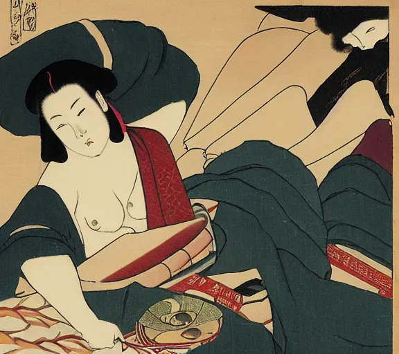 Image similar to the fall of reach, painting in the style of utamaro