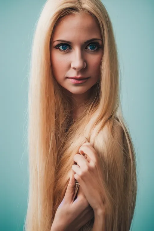 Prompt: attractive beautiful long blonde hair 3 5 year old woman wearing sundress, soft, cute, 1 9 7 0 s ’ s fashion, 1 5 0 mm f 2. 8, full body portrait, color, hasselblad, professional photo, high quality, symmetrical face, clear skin, 4 k, dramatic lighting