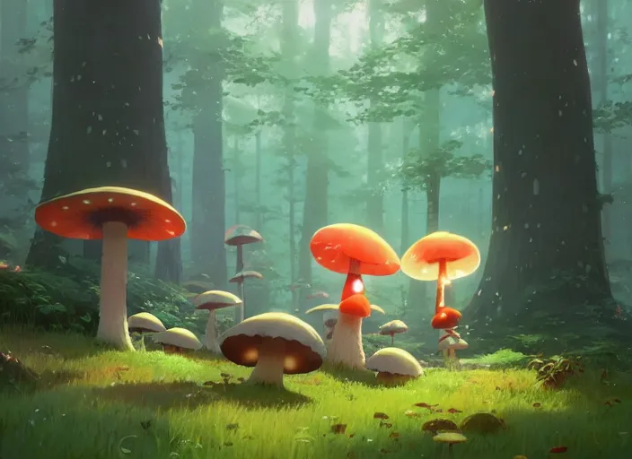 Prompt: mushroom tree forest, detailed, cory loftis, james gilleard, atey ghailan, makoto shinkai, goro fujita, studio ghibli, rim light, exquisite lighting, clear focus, very coherent, plain background, soft painting