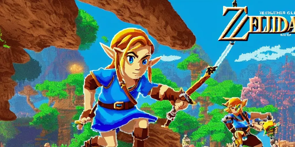 Image similar to closeup screenshot of two dimension pixel art zelda game, 8 k, close up