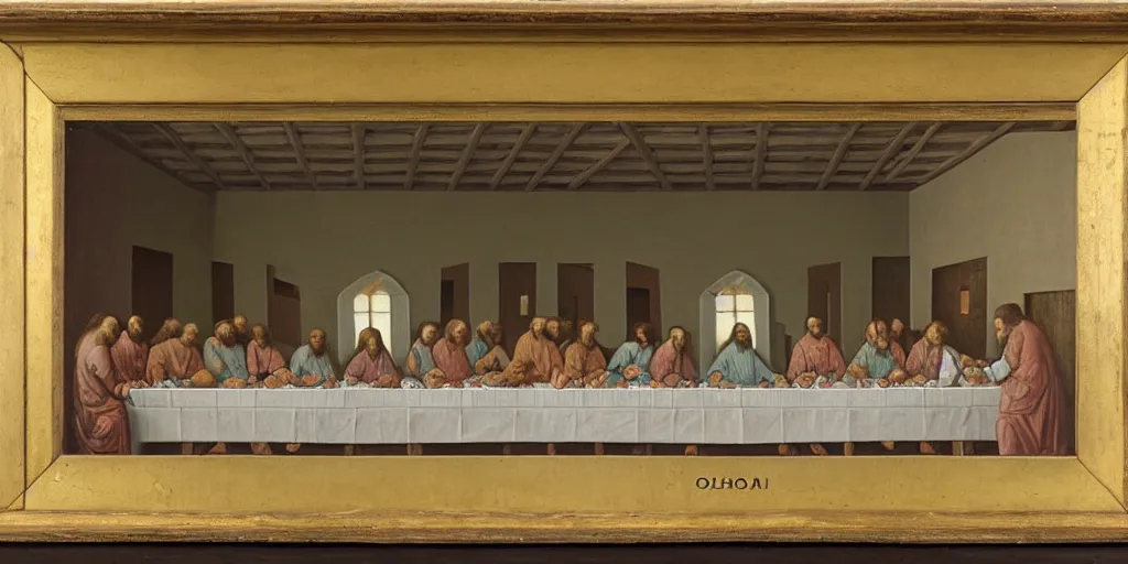 Image similar to the last supper in bishop hill colony church by olof krans oil on board