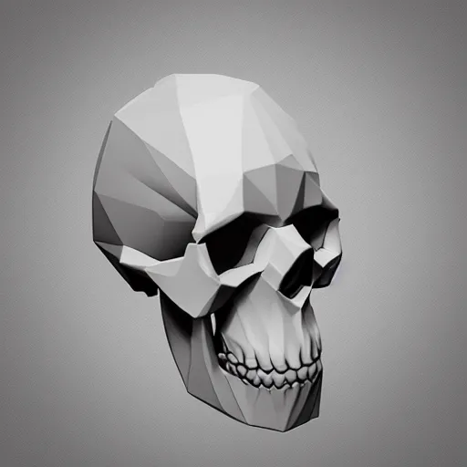 Prompt: 3d low-poly model skull