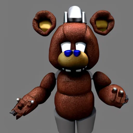 Prompt: imrpessive 3 d render of a metalic freddy fazbear