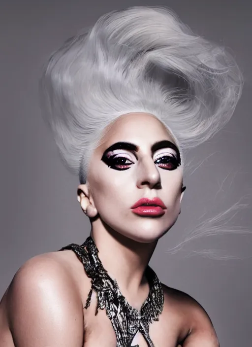 Image similar to lady gaga photoshoot by nick knight editorial studio lighting Highly realistic. High resolution. Highly detailed. Dramatic. 8k.4k.