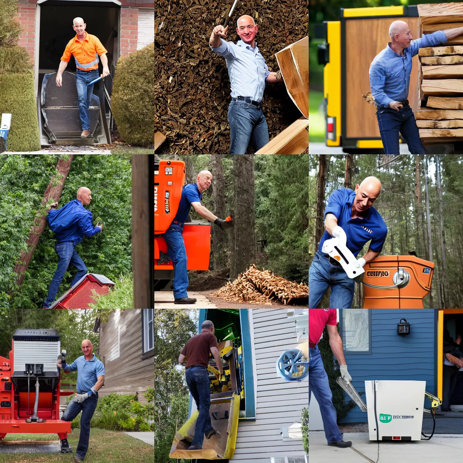 Image similar to jeff bezos crawling out of wood chipper