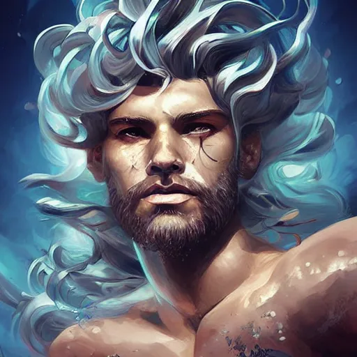 Image similar to the god poseidon, portrait, sharp focus, digital art, concept art, dynamic lighting, by emylie boivin, anna dittmann, mark arian, and sandra chevrier