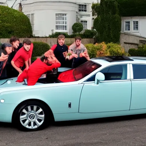 Image similar to rabid teenagers decide to drown Rolls-Royce