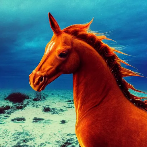 Image similar to photo of a seahorse with the face of a horse