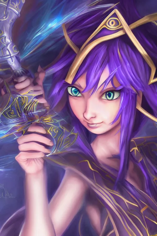 Image similar to dark magician girl from Yu-Gi-Oh, mystical, ultra detailed, digital art, 8k ,character ,realistic, portrait, hyperrealistic