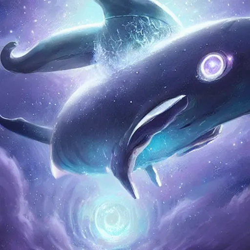 Image similar to space magical whale having multiple eyes, eyes!, eyes!, eyes!, eyes!, eyes!, eyes, galaxy whale, epic fantasy style art, galaxy theme, by Greg Rutkowski, hearthstone style art, 99% artistic