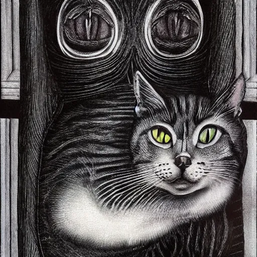 Image similar to picture of cat, by giger, beautiful