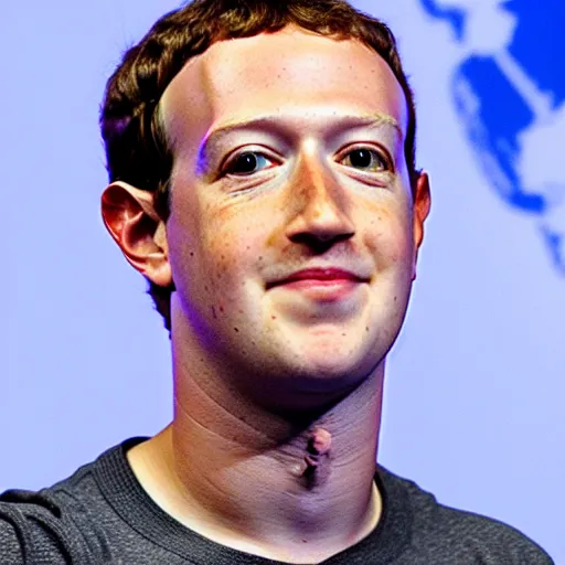Image similar to mark zuckerberg with a frog on his shoulder