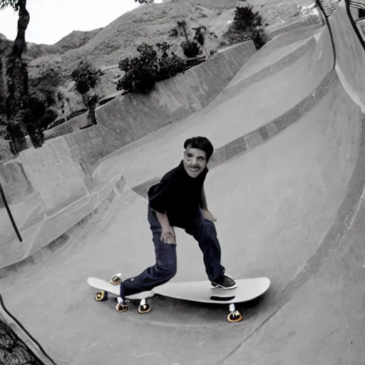 Image similar to francisco franco skateboarding in el valle de los caidos