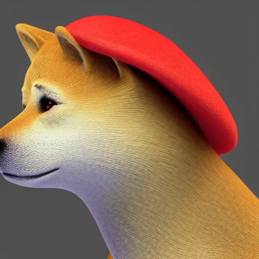 Image similar to portrait of a shibe wearing a hat, realism, realistic, photorealism, f 3. 5, photography, octane render, trending on artstation, artstationhd, artstationhq, unreal engine, cinema 4 d, 8 k, detailed fur