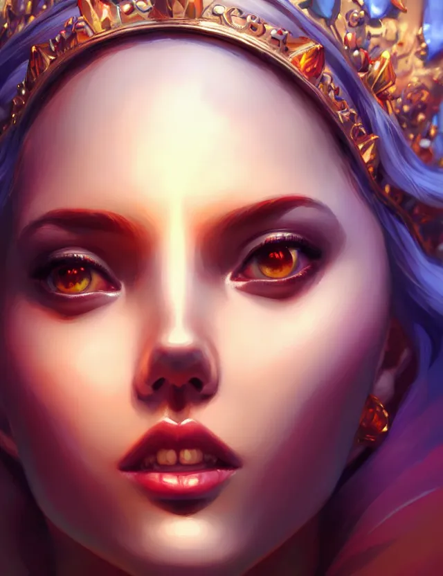 Image similar to blurred background. close-up portrait of a goddess in crown, by artgerm, Afarin Sajedi and Alena Aenami. unreal engine