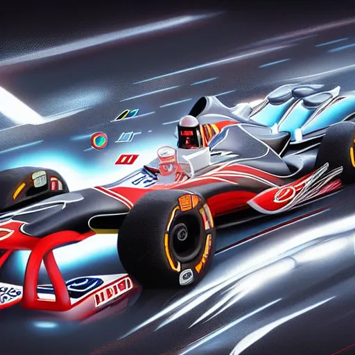 Image similar to A futuristic formula one race, highly detailed concept art