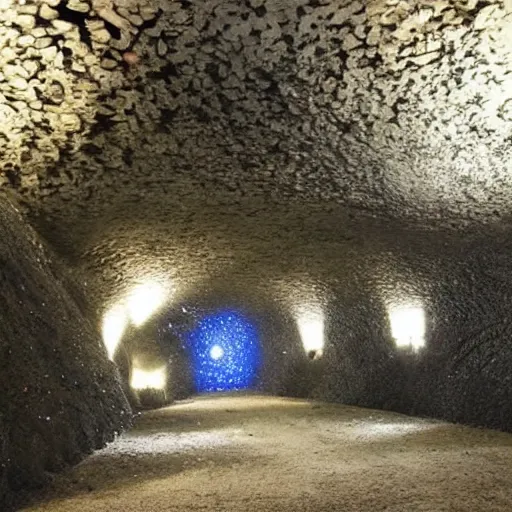 Image similar to A beautiful mine, with crystals on the walls.