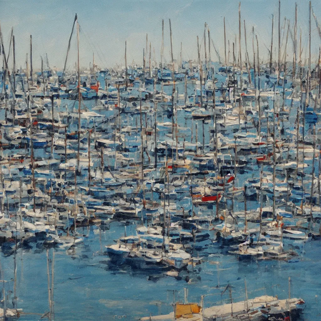 Image similar to Harbour, painting by Poumeyrol