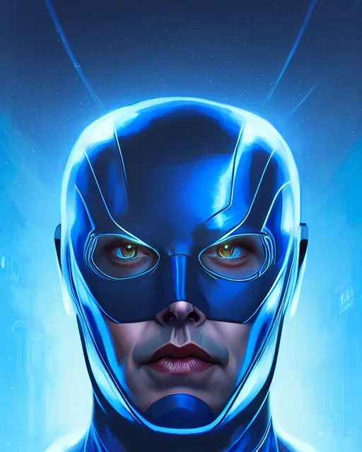 Prompt: blue color elon musk superhero, glam, power, glowing lights intricate, elegant, highly detailed, digital painting, artstation, concept art, smooth, sharp focus, illustration, art by artgerm and greg rutkowski and fra angelico and unreal engine 5