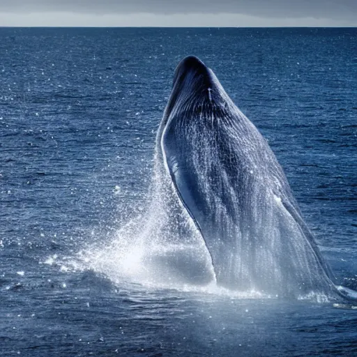 Image similar to photo by national geographic, a stunning blue whale completely covered and wearing a long billowing flowing white silk sheet, swimming through the ocean, backlit, 4 d, 4 k, volumetric lighting, photorealistic, light ray, hyperdetailed
