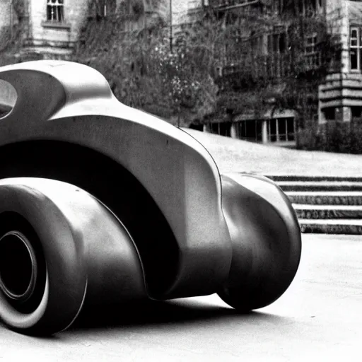 Prompt: Automobile designed by H R Giger in 1950