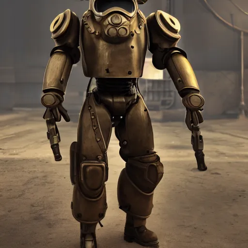 Prompt: a soldier wearing a full set of steam - powered power armor, steampunk, 3 d render octane, ray tracing, ultra high detail, photorealistic