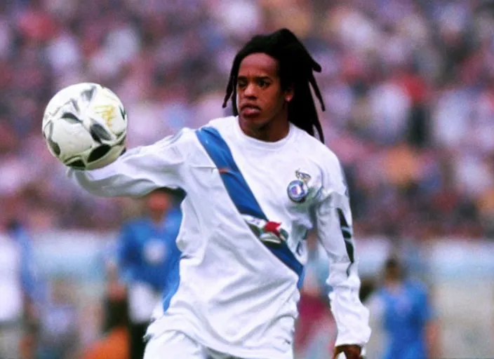 Image similar to a film still of ronaldinho gaucho in 2 0 0 1 space oddity