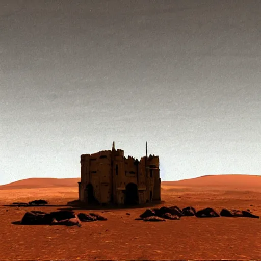 Prompt: an abandoned castle on mars