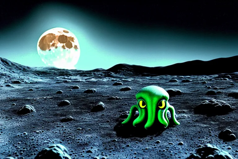 Prompt: 🤡 cthulhu on the lunar surface, moon, horizon, photorealistic, movie still