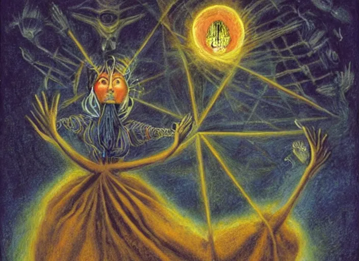 Prompt: a shaman woman holding up the cosmic!! universe, by remedios varo, reflection, symbolist, pastel colors, dramatic lighting, smooth, sharp focus, extremely detailed, aesthetically pleasing composition