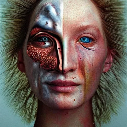 Image similar to super schizophrenic superhuman, lush detail, national geographic, ultra - realistic, hyperrealism, isotonic