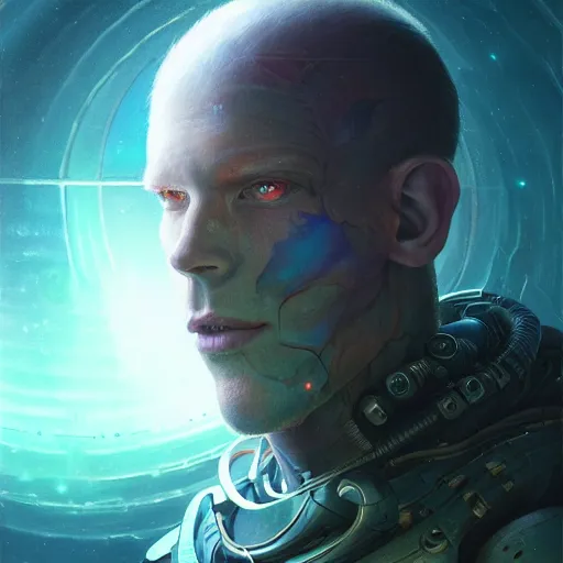 Image similar to highly detailed portrait from a male alien, extraterrestrial, aquatic, stephen bliss, unreal engine, fantasy art by greg rutkowski, loish, rhads, ferdinand knab, makoto shinkai and lois van baarle, ilya kuvshinov, rossdraws, tom bagshaw, global illumination, radiant light, detailed and intricate environment