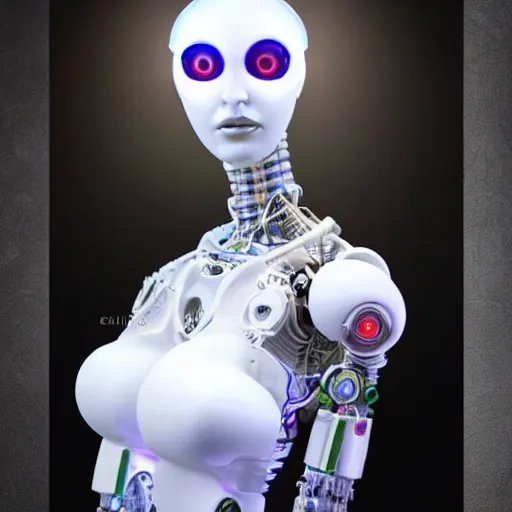 Image similar to beautiful centered Fine art photo portrait of young Sunny Leone as a solarpunk robotic humanoid, white mechanical parts with led lights, photorealistic, white background, highly detailed and intricate, outdoor lighting, HDR 8k