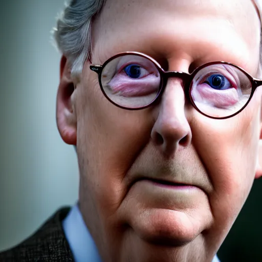 Image similar to photograph portrait of Mitch McConnell, creepy, sigma 85mm f/1.4, 4k, depth of field, high resolution, 4k, 8k, hd, full color