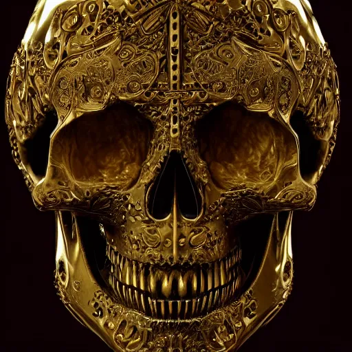 Prompt: gold ornate gothic skull with jewels digital art, artstation, concept art