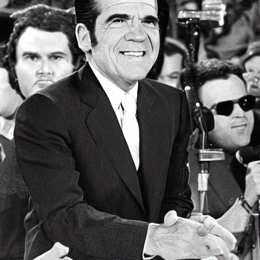 Prompt: Richard Nixon on Soul Train, 1971