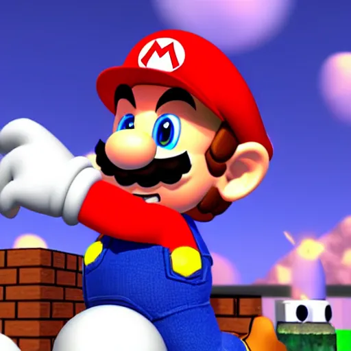 Image similar to Super mario 64 bob-omb battlefield, rendered in unreal engine, hyper detailed